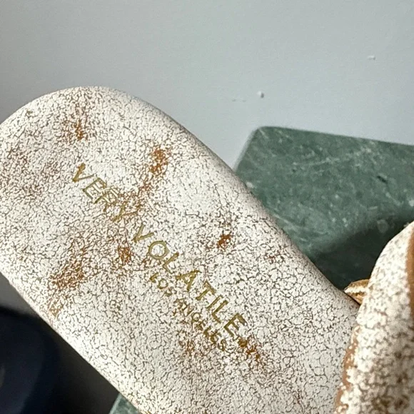 Very Volatile White and Brown Wedge Sandals - Picture 10 of 10